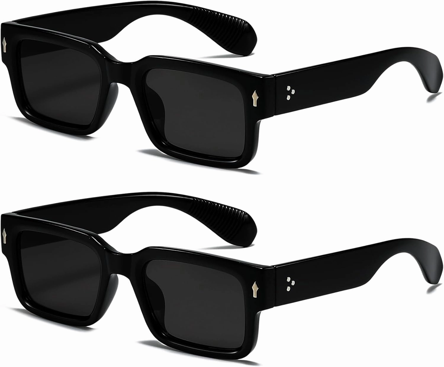 EYLRIM Square Frame Sunglasses for Women Men Trendy Chunky Rectangle Sun Glasses Black Shades UV400 Protection