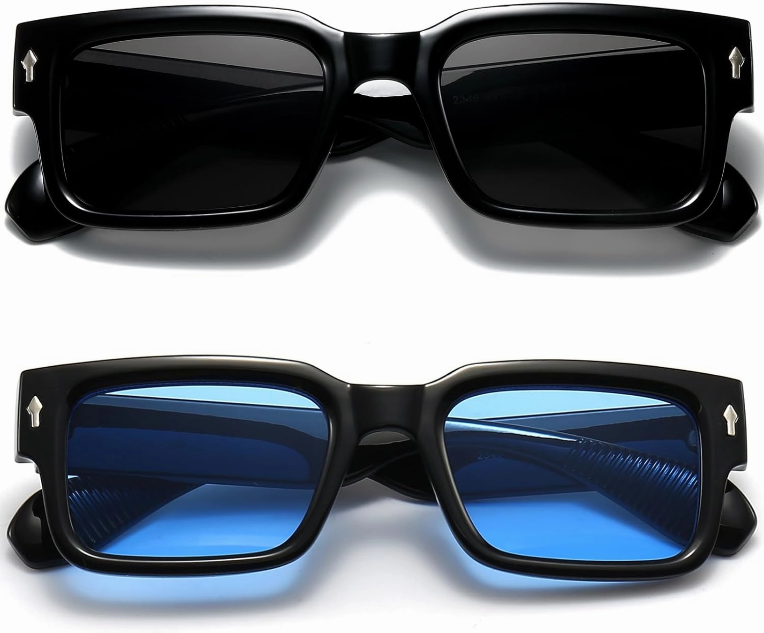 EYLRIM Square Frame Sunglasses for Women Men Trendy Chunky Rectangle Sun Glasses Black Shades UV400 Protection