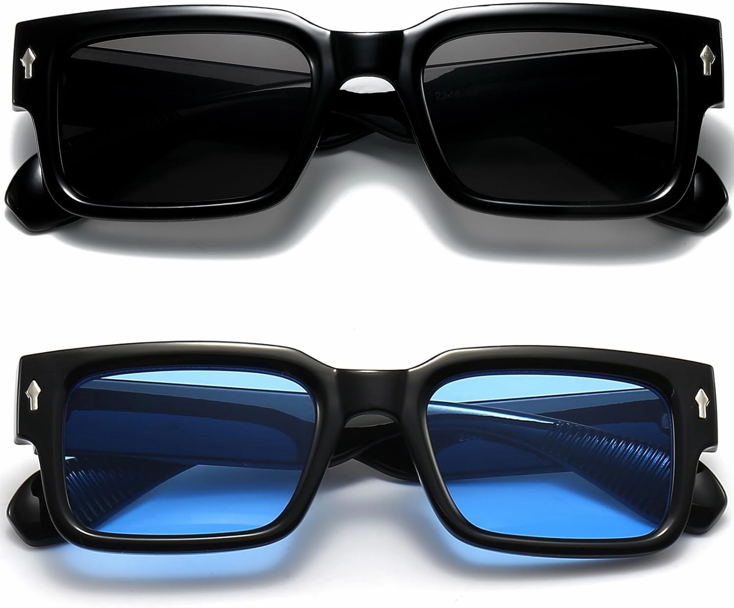 EYLRIM Square Frame Sunglasses for Women Men Trendy Chunky Rectangle Sun Glasses Black Shades UV400 Protection