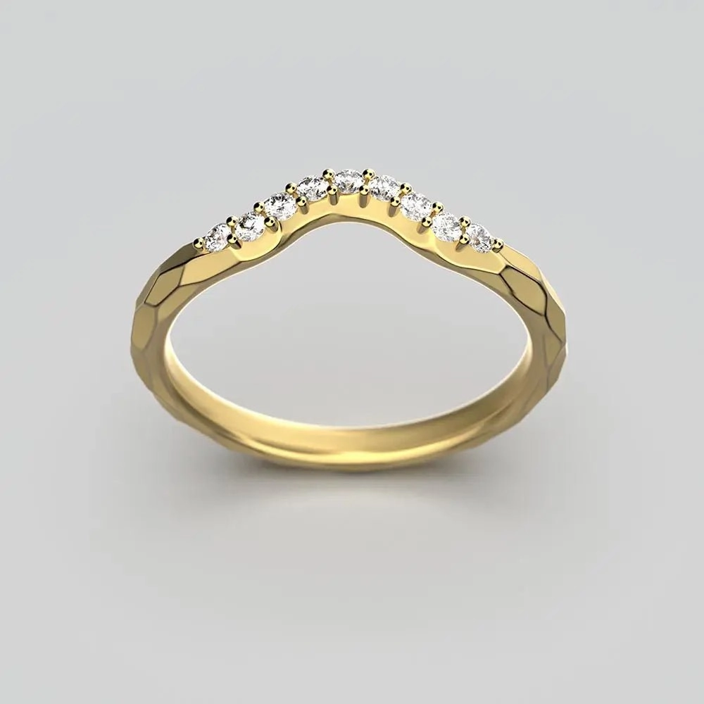 Faceted Stacking Curved Wedding Band Made in Italy