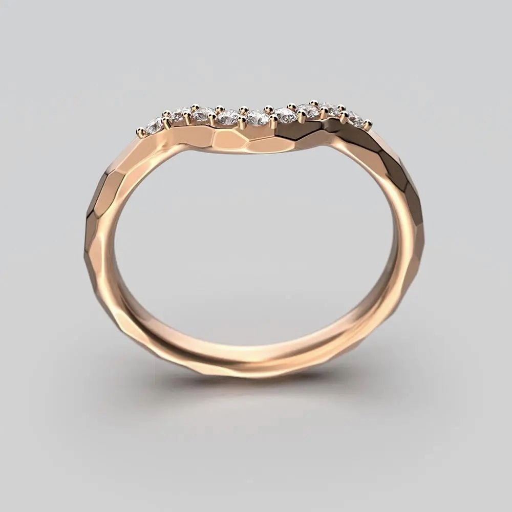 Faceted Stacking Curved Wedding Band Made in Italy