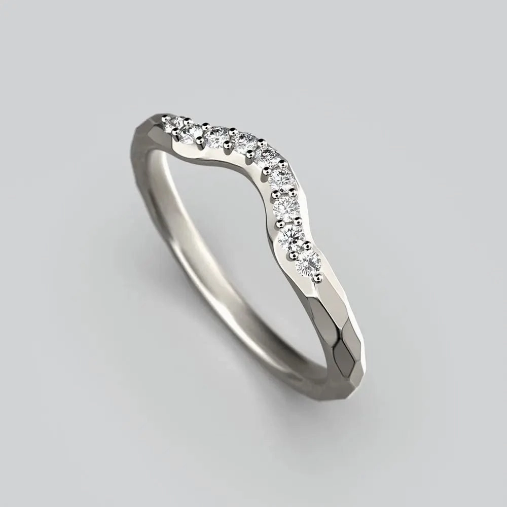 Faceted Stacking Curved Wedding Band Made in Italy