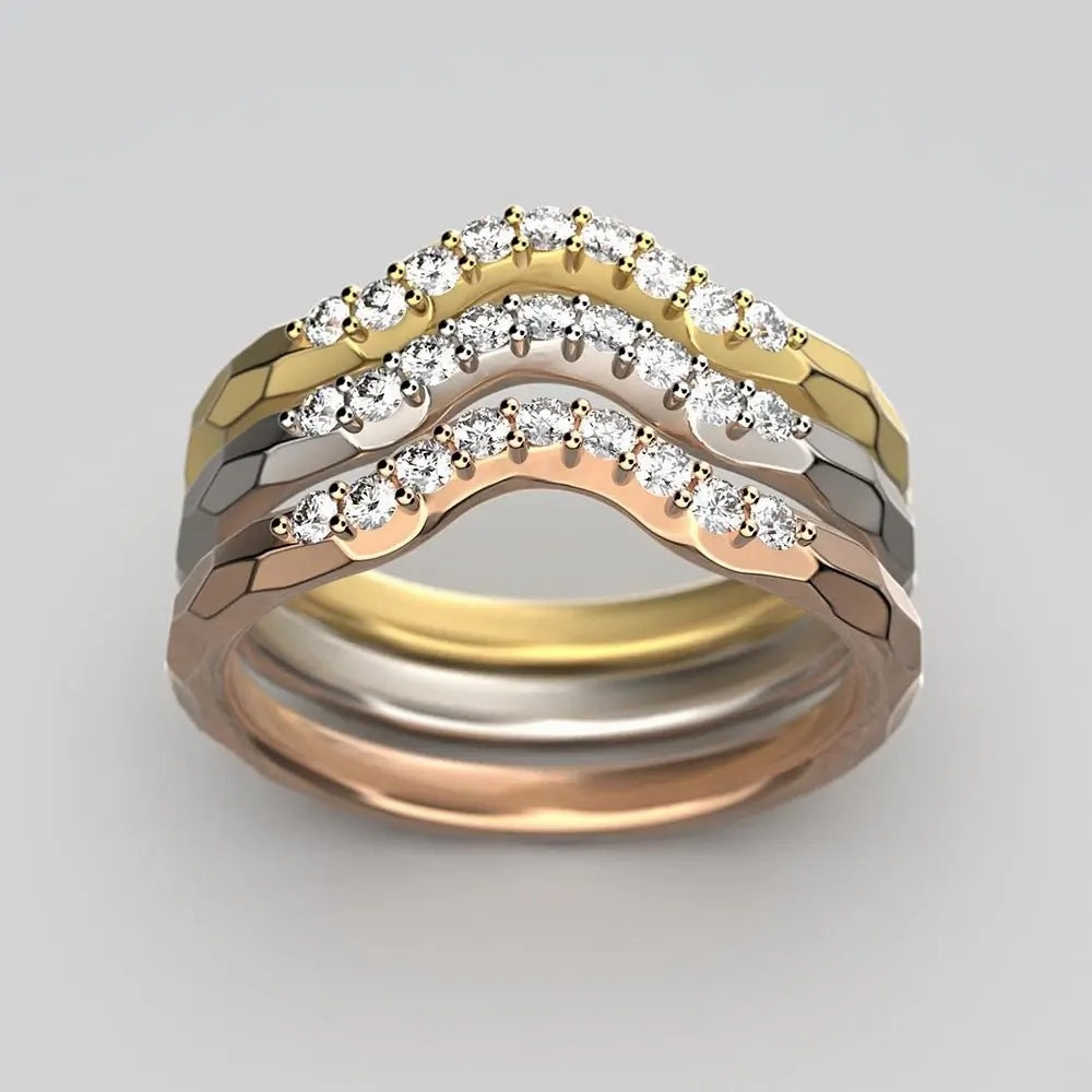Faceted Stacking Curved Wedding Band Made in Italy