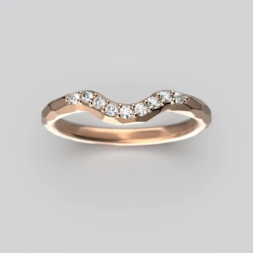Faceted Stacking Curved Wedding Band Made in Italy