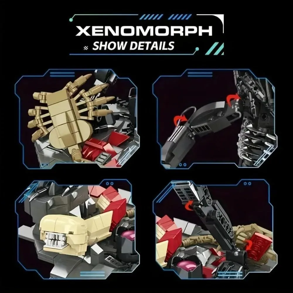 Famous Film Xenomorph Action Figure Building Blocks,Alien Figure Decoration, Ideal Action Figure for Adults(882 Pcs)