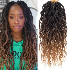 Faux Locs Crochet Hair 18 Inch Soft Locs 7Packs Boho Goddess Locs Crochet Hair with Curly Ends Pre-looped Crochet Locs for Black Women Dreadlock Synthetic Crochet Braids (0T430, 18Inch(Pack of 7))