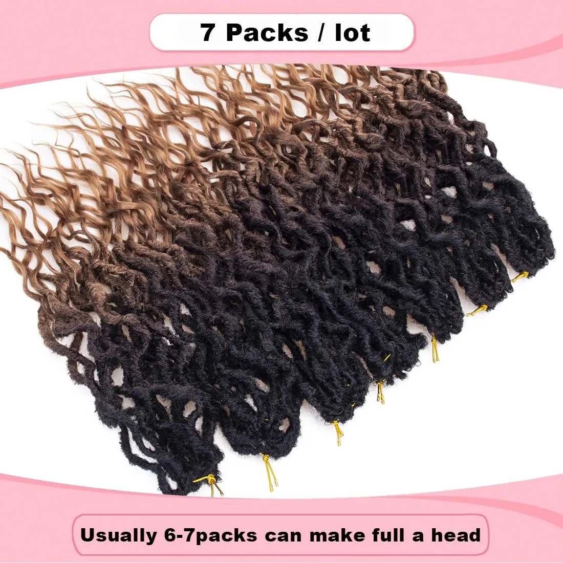Faux Locs Crochet Hair 18 Inch Soft Locs 7Packs Boho Goddess Locs Crochet Hair with Curly Ends Pre-looped Crochet Locs for Black Women Dreadlock Synthetic Crochet Braids (0T430, 18Inch(Pack of 7))