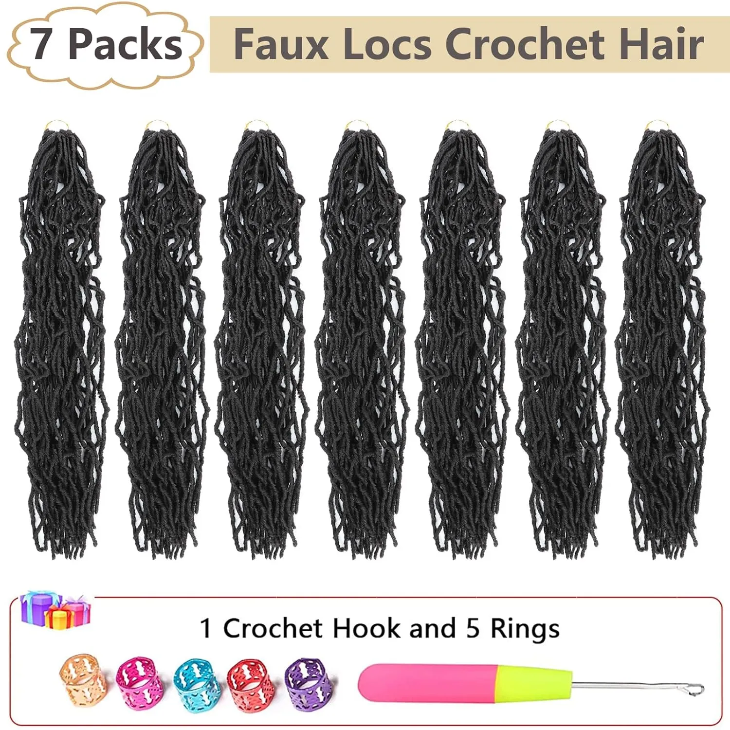 Faux Locs Crochet Hair Dark Brown Soft Locs 30 Inch 7 Packs Long Crochet Locs Goddess Locs Natural Synthetic Pre looped Crochet Braids For Butterfly Locs Crochet Hair (30 Inch (Pack of 7), 4#)