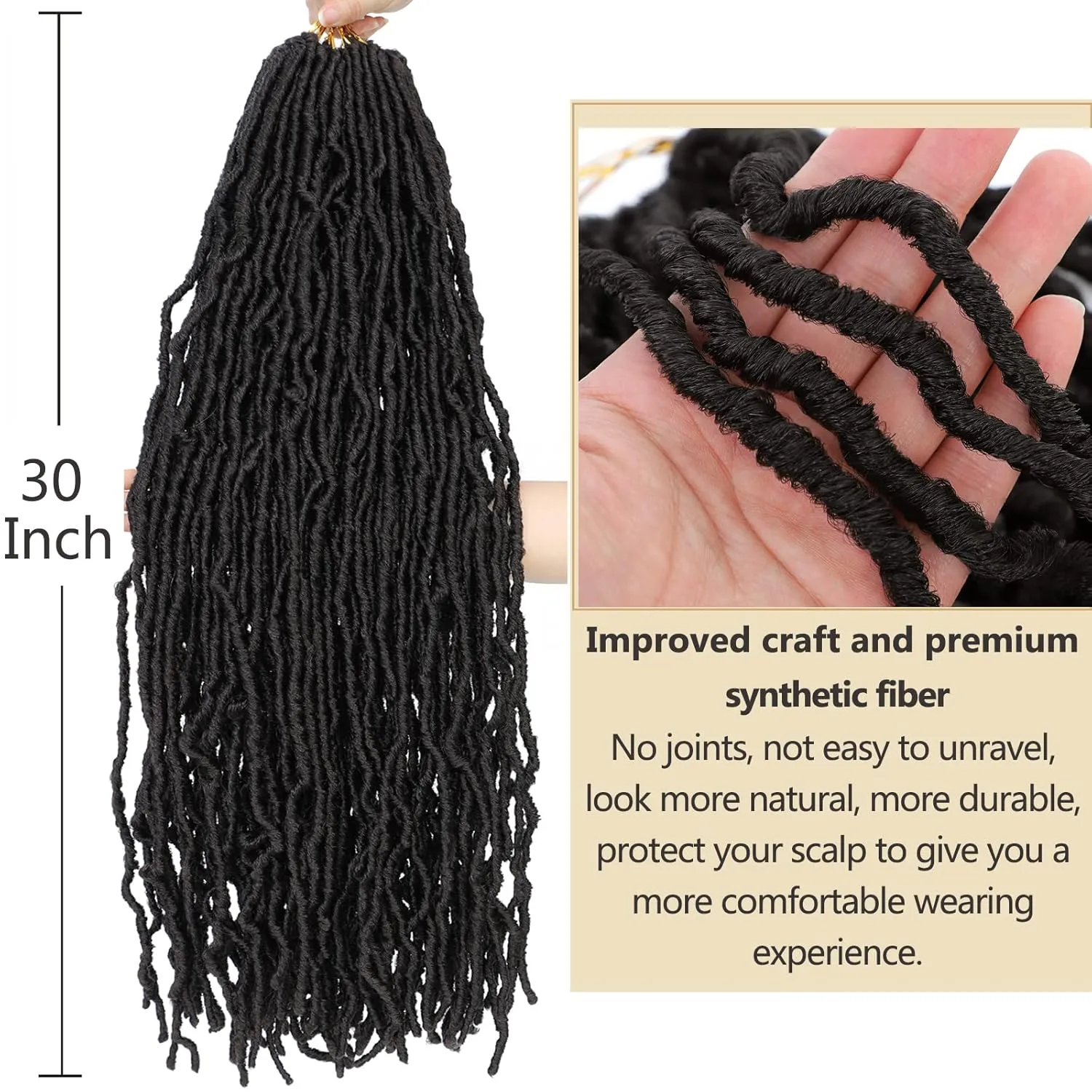 Faux Locs Crochet Hair Dark Brown Soft Locs 30 Inch 7 Packs Long Crochet Locs Goddess Locs Natural Synthetic Pre looped Crochet Braids For Butterfly Locs Crochet Hair (30 Inch (Pack of 7), 4#)
