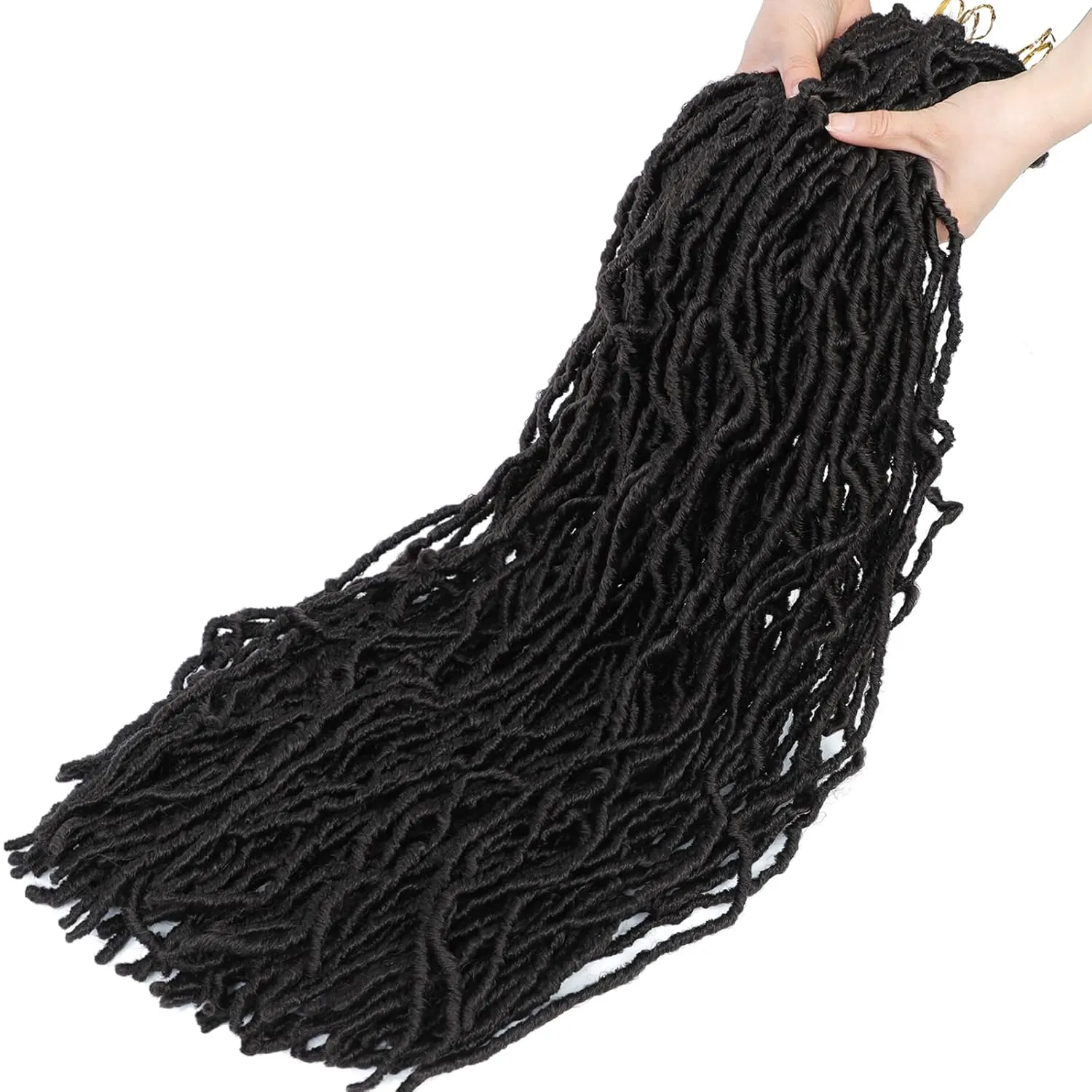 Faux Locs Crochet Hair Dark Brown Soft Locs 30 Inch 7 Packs Long Crochet Locs Goddess Locs Natural Synthetic Pre looped Crochet Braids For Butterfly Locs Crochet Hair (30 Inch (Pack of 7), 4#)