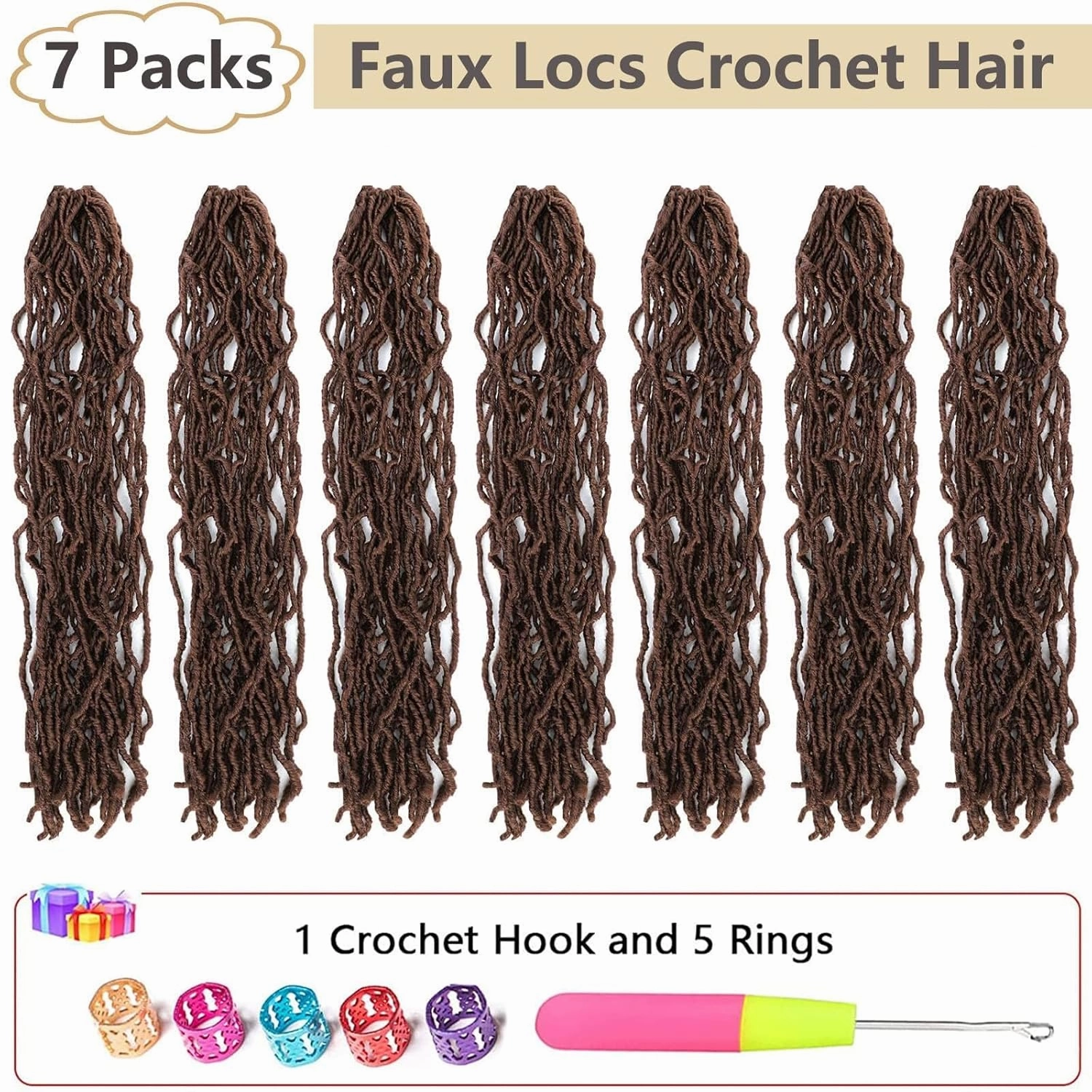 Faux Locs Crochet Hair Soft Locs 26 Inch 7 Packs Long Crochet Locs Natural Locs Crochet Hair For Women Synthetic Pre looped Crochet Braids (26 Inch (Pack of 7), 30#)