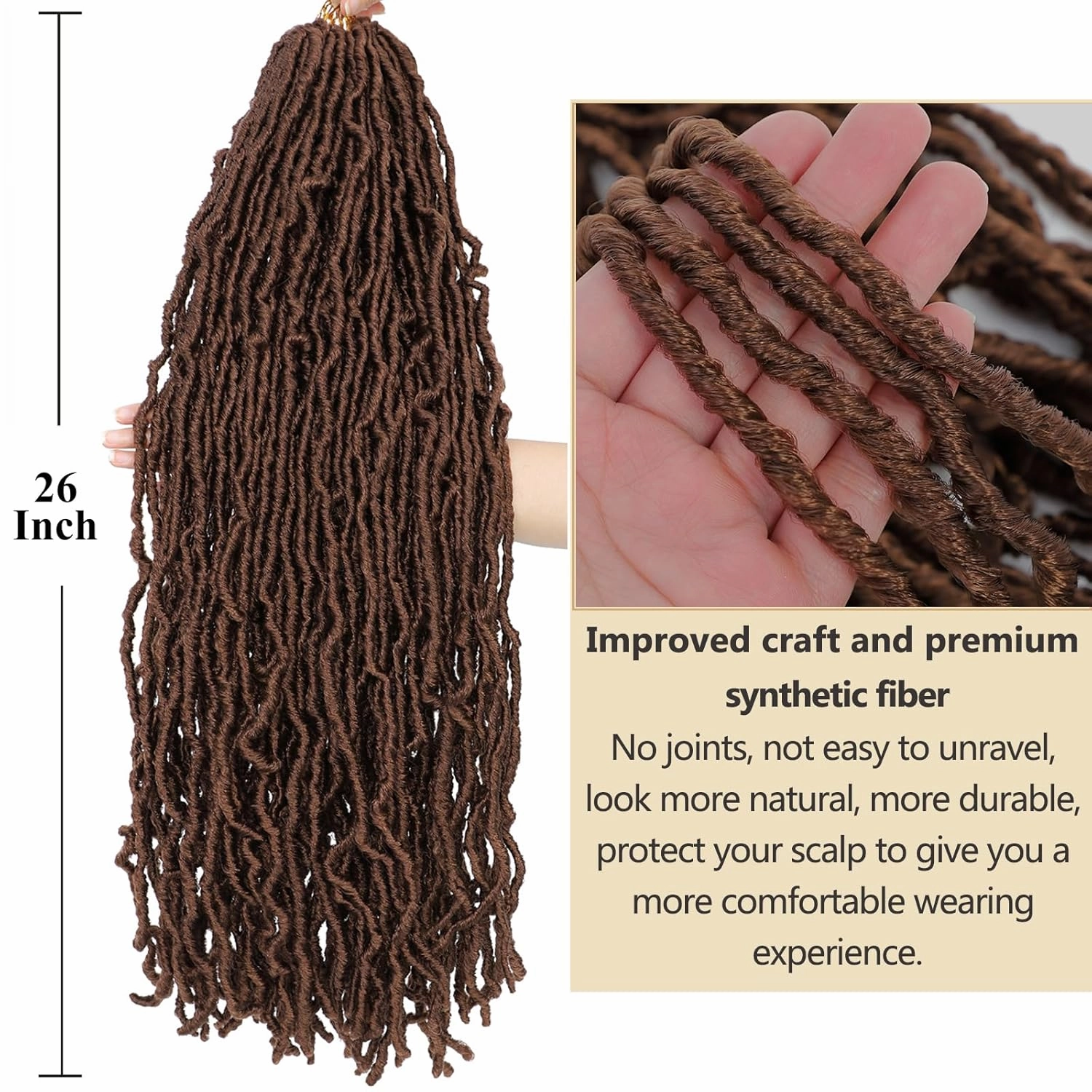 Faux Locs Crochet Hair Soft Locs 26 Inch 7 Packs Long Crochet Locs Natural Locs Crochet Hair For Women Synthetic Pre looped Crochet Braids (26 Inch (Pack of 7), 30#)