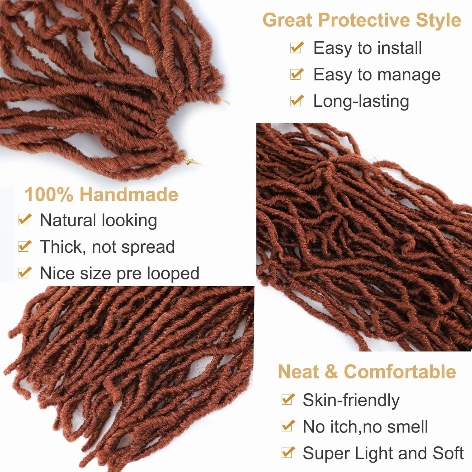 Faux Locs Crochet Hair Soft Locs 26 Inch 7 Packs Long Crochet Locs Natural Locs Crochet Hair For Women Synthetic Pre looped Crochet Braids (26 Inch (Pack of 7), 350#)