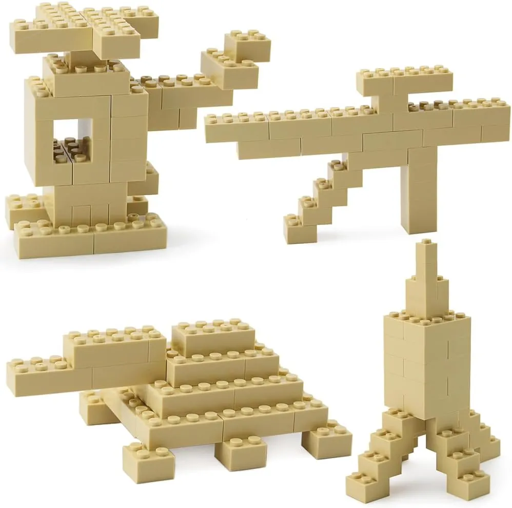 Feleph 260 Pieces Tan Bulk Bricks Sand Classic Building Creative Play Blocks Set Parts Toy Accessories Compatible with Major Brick Brands (Tan)…