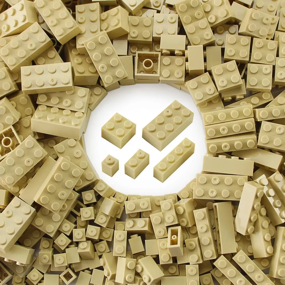 Feleph 260 Pieces Tan Bulk Bricks Sand Classic Building Creative Play Blocks Set Parts Toy Accessories Compatible with Major Brick Brands (Tan)…