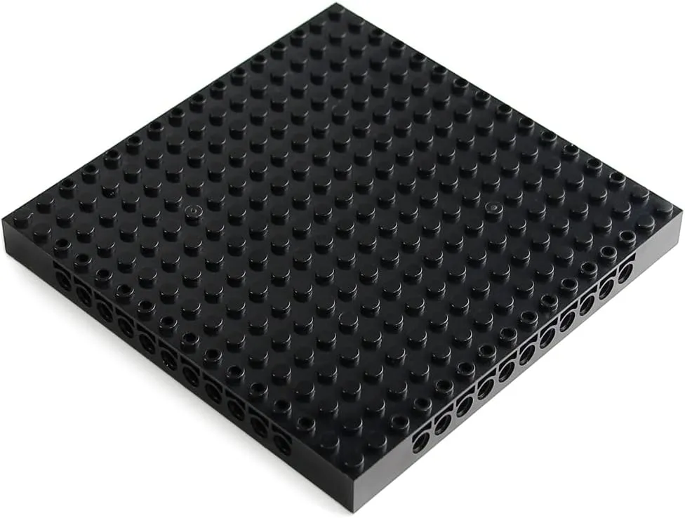 Feleph 9pcs Brick 16x16 Black Plate 1/3 with Holes and Pin Pixel Art Painting Classic Blocks Compatible with 65803 3673 Major Base Plates Brands