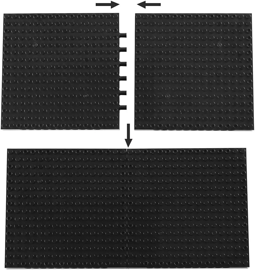 Feleph 9pcs Brick 16x16 Black Plate 1/3 with Holes and Pin Pixel Art Painting Classic Blocks Compatible with 65803 3673 Major Base Plates Brands