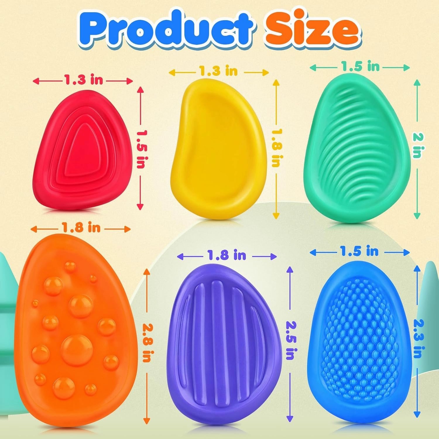 Fidget Toys Sensory Stone for Kids: 18 Pack Textured Soft Worry Stone for Autism Kids Calming - Fidget Stress Toys for Students Anxiety Relief - Small Prizes Fidget Toys(Patented Design)