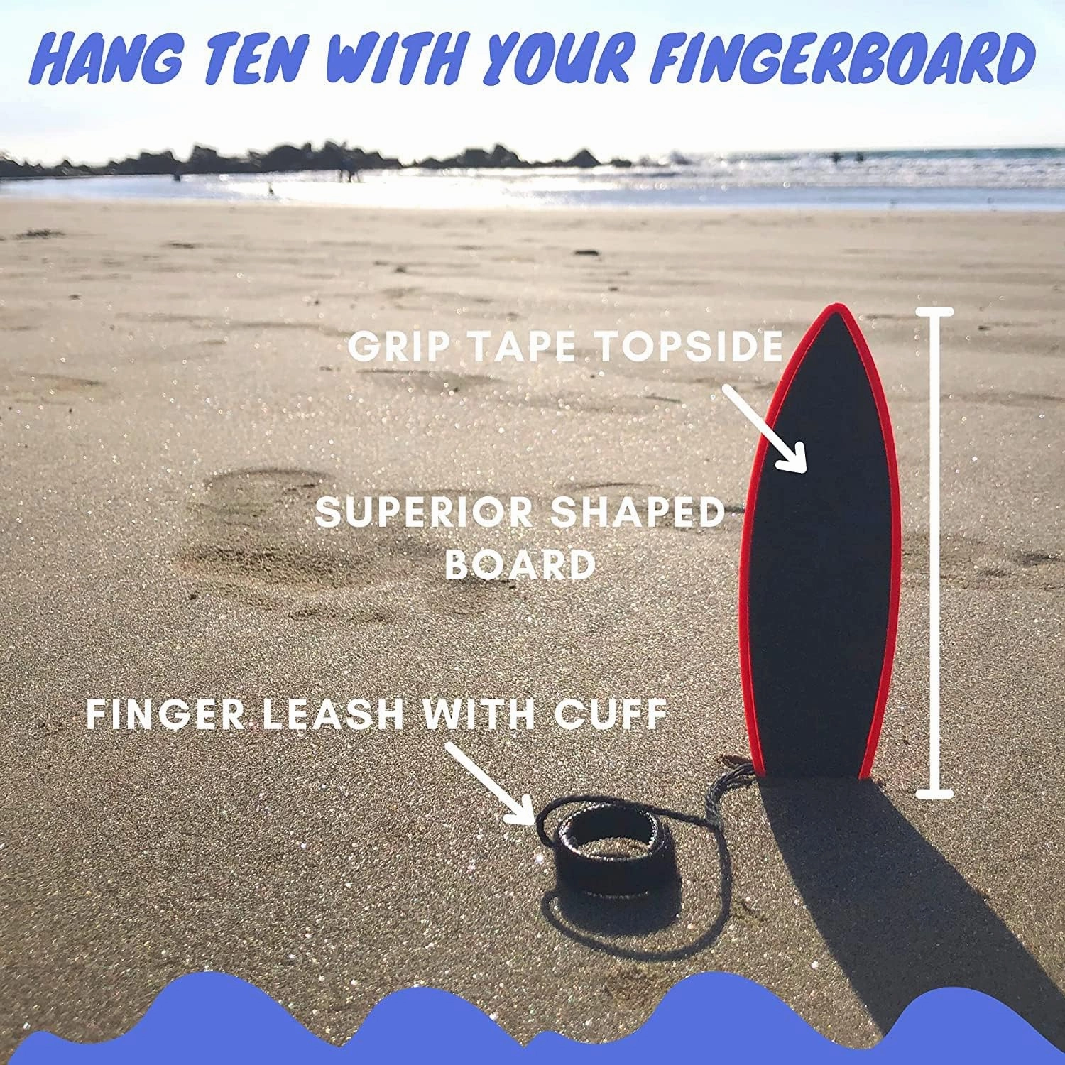Finger Surfboard – Stealth Mini Hand Surf Toy for Air Surfing Tricks | Grip Tape   Leash | Ride Wind from Cars or Imagination | Fun Road Trip Gift for Skaters & Surfers (Blue, Green, & Red)
