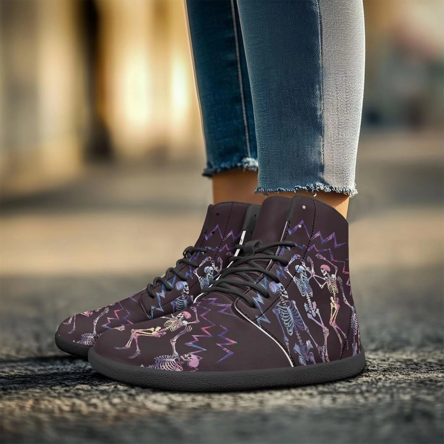 Fire Car Pattern Hiking Shoes Womens Outdoor Athletic Sports Shoes Walking Shoes Trail Running Shoes