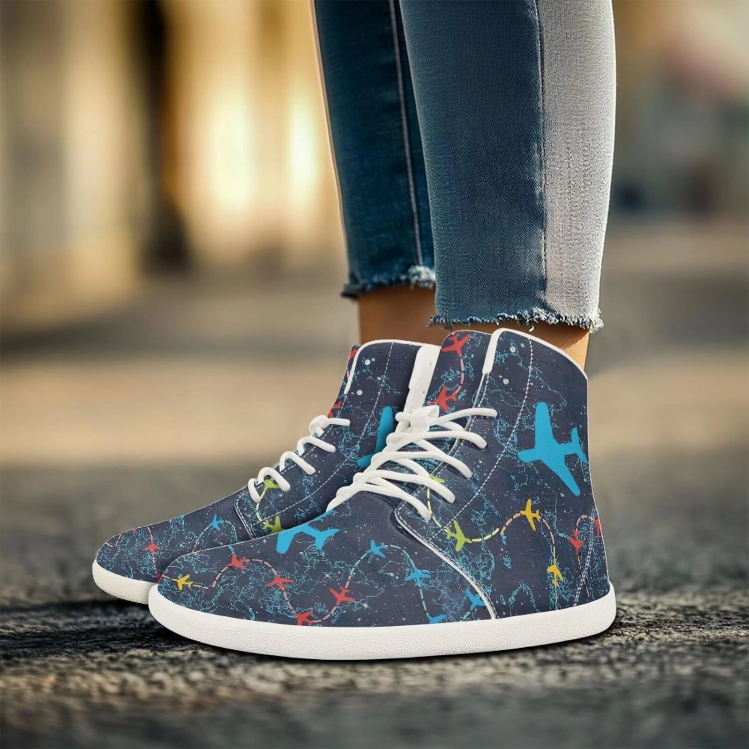 Fire Car Print Hiking Shoes Womens Outdoor Athletic Sports Shoes Walking Shoes Trail Running Shoes White Sole