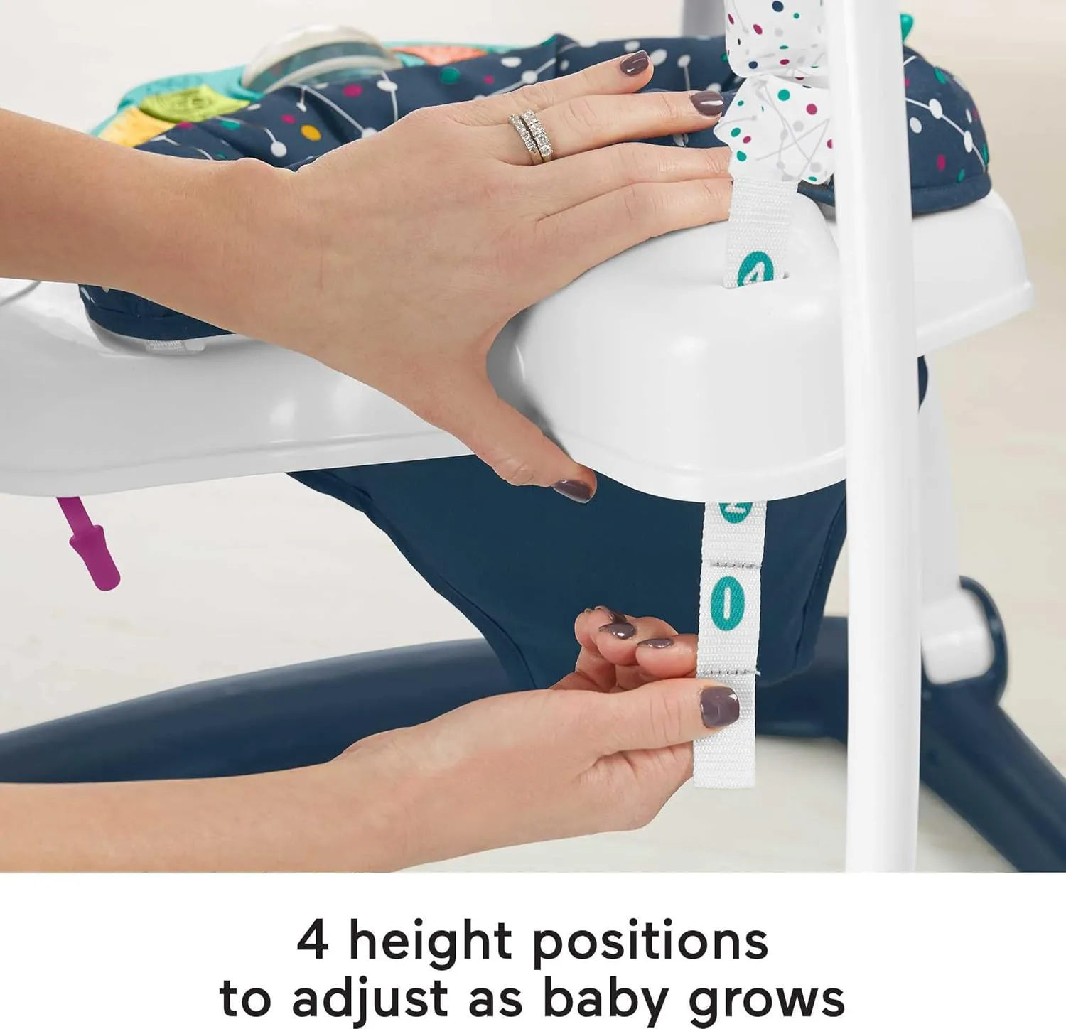 Fisher-Price Baby Bouncer SpaceSaver Jumperoo Musical Activity Center with Lights Sounds & Developmental Toys, Astro Kitty