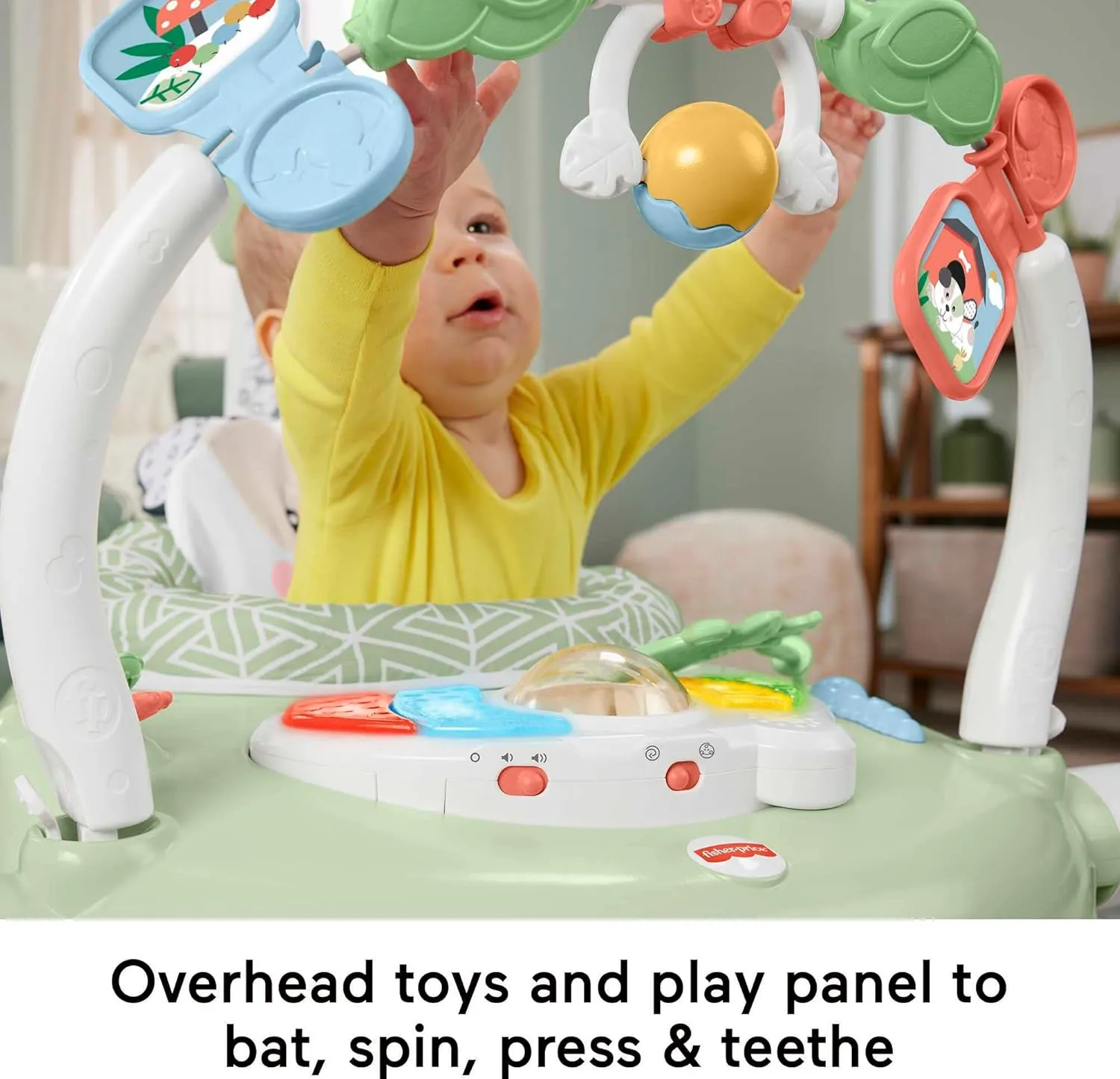 Fisher-Price Baby Bouncer SpaceSaver Jumperoo Musical Activity Center with Lights Sounds & Developmental Toys, Puppy Perfection