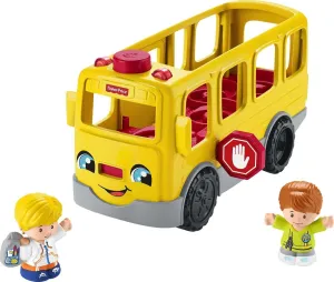 Fisher-Price Little People Musical Toddler Toy Sit with Me School Bus with Lights Sounds & 2 Figures for Pretend Play Kids Ages 1  Years​