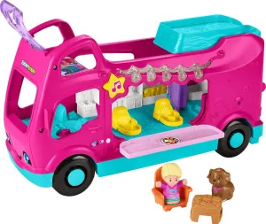 Fisher-Price Little People Toddler Toy Barbie Little Dreamcamper RV Playset with Music Lights & 2 Figures for Ages 18  Months, Multilanguage Version