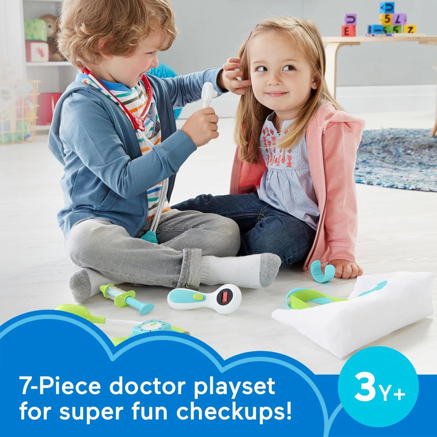 Fisher-Price Preschool Pretend Play Medical Kit 7-Piece Doctor Bag Dress Up Toys for Kids Ages 3  Years