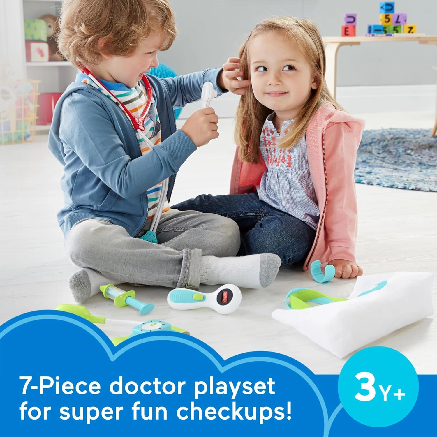 Fisher-Price Preschool Pretend Play Medical Kit 7-Piece Doctor Bag Dress Up Toys for Kids Ages 3  Years