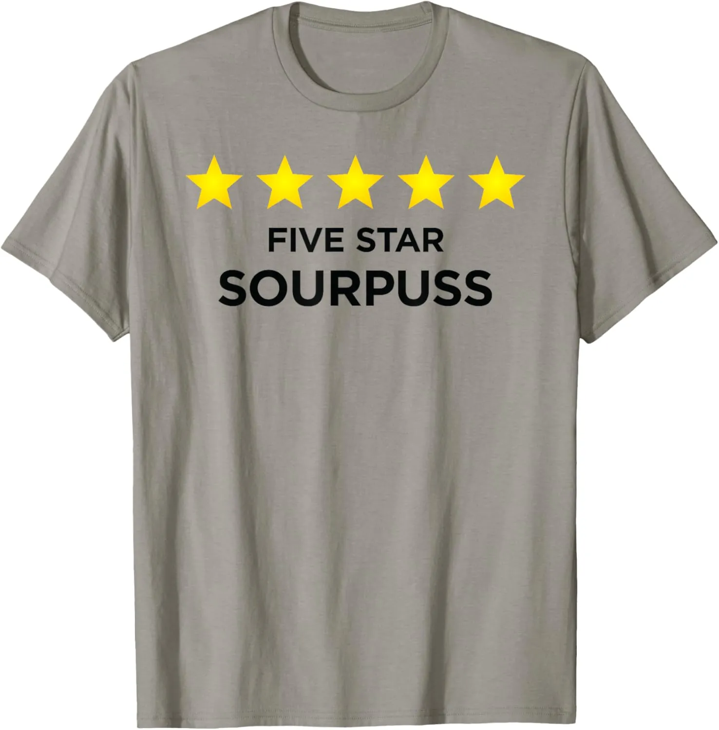 Five Star Sourpuss Rating Word Design T-Shirt