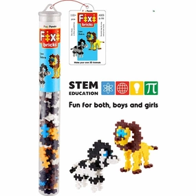 Fixi Bricks Jungle Tube 2 - Lion and Zebra | 110 Pieces (6-10 Years)