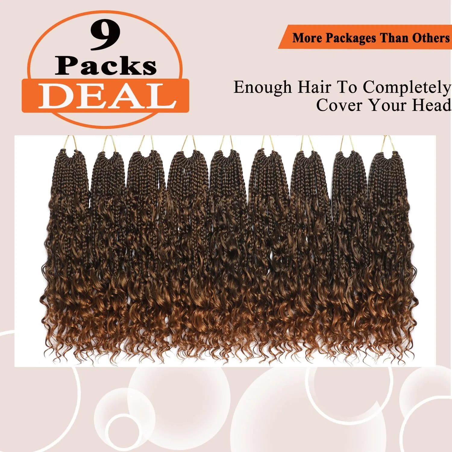 Flagship 10 Inch 9 Packs Boho Crochet Braids with Curly Ends Crochet Hair for Black Women,Short Ombre Bohomian Curly Box Braids Crochet Hair Extensions for Braids-T30