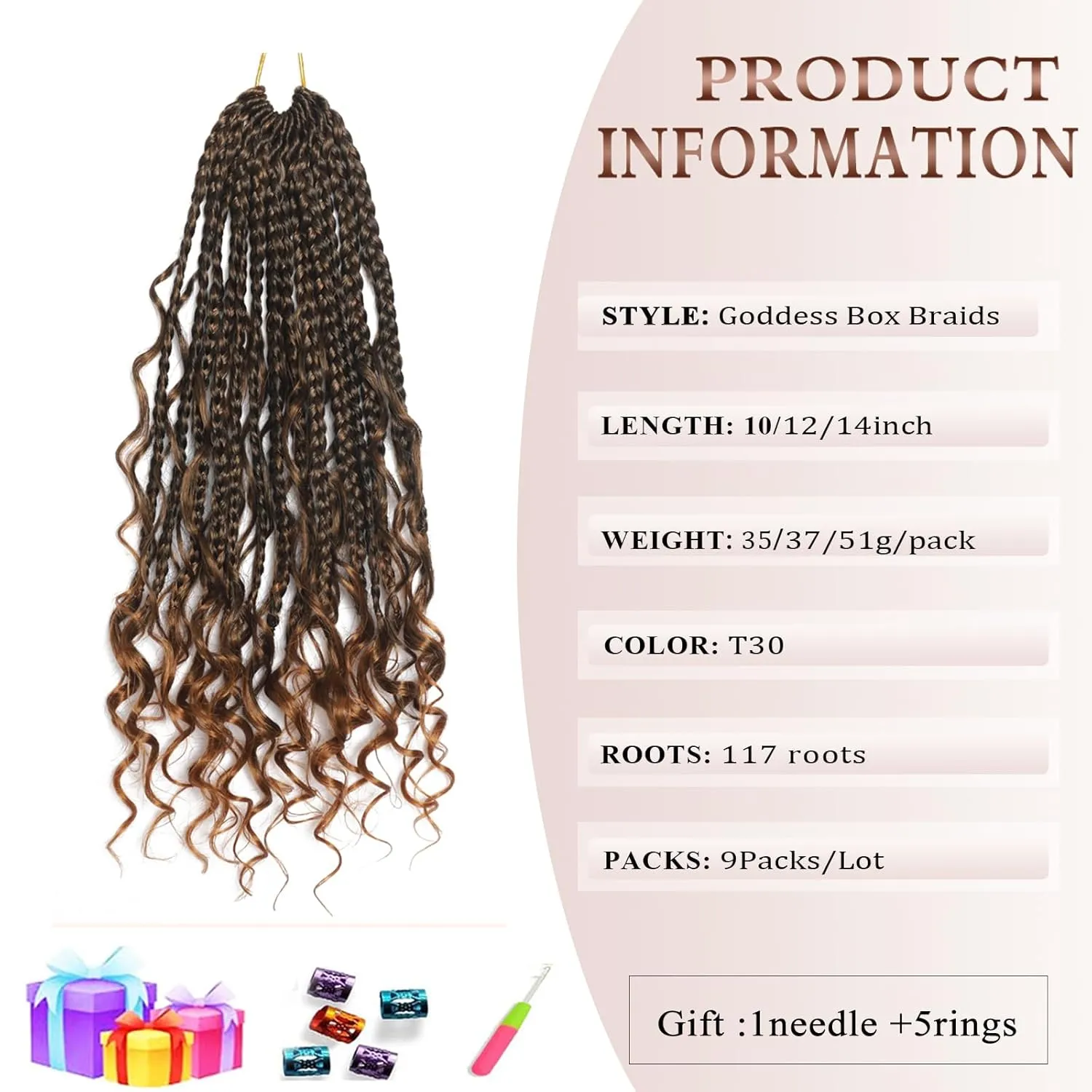 Flagship 10 Inch 9 Packs Boho Crochet Braids with Curly Ends Crochet Hair for Black Women,Short Ombre Bohomian Curly Box Braids Crochet Hair Extensions for Braids-T30