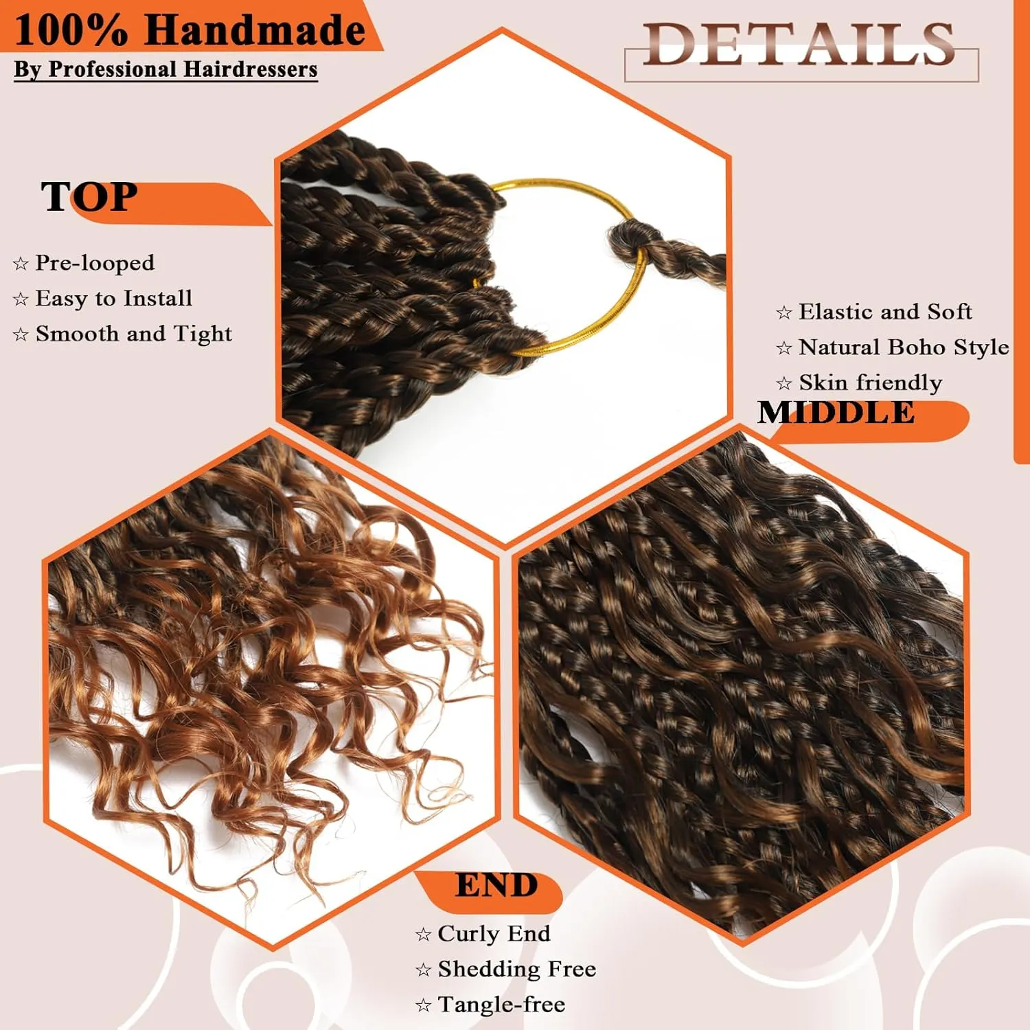Flagship 10 Inch 9 Packs Boho Crochet Braids with Curly Ends Crochet Hair for Black Women,Short Ombre Bohomian Curly Box Braids Crochet Hair Extensions for Braids-T30