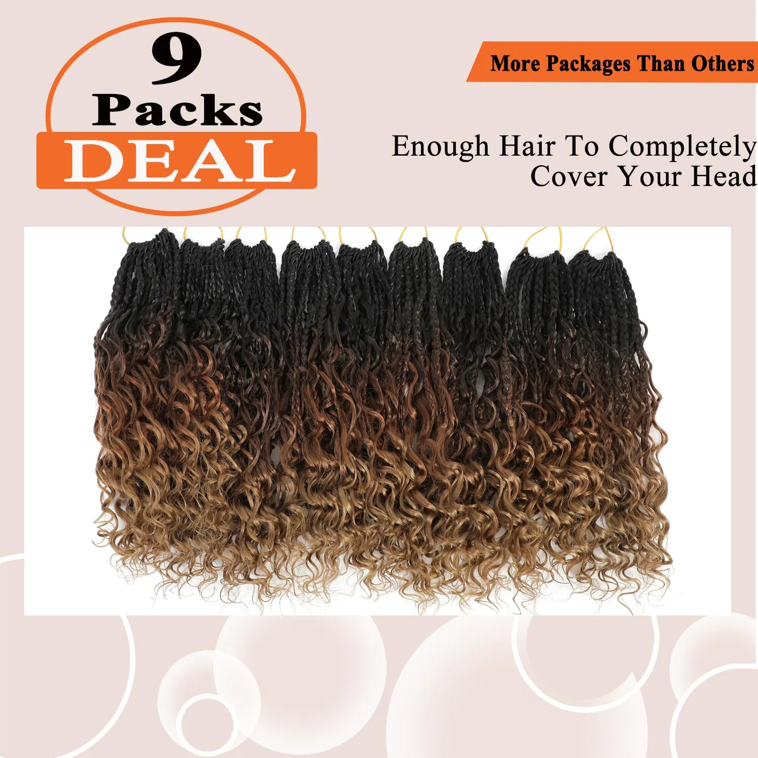 Flagship Goddess Box Braids Crochet Hair, 12 Inch 9 Packs Ombre 3Tone Boho Crochet Box Braids with Curly Ends Pre looped Crochet Hair for Black Women,Bohomian Box Braids Crochet Hair-1B/30/27
