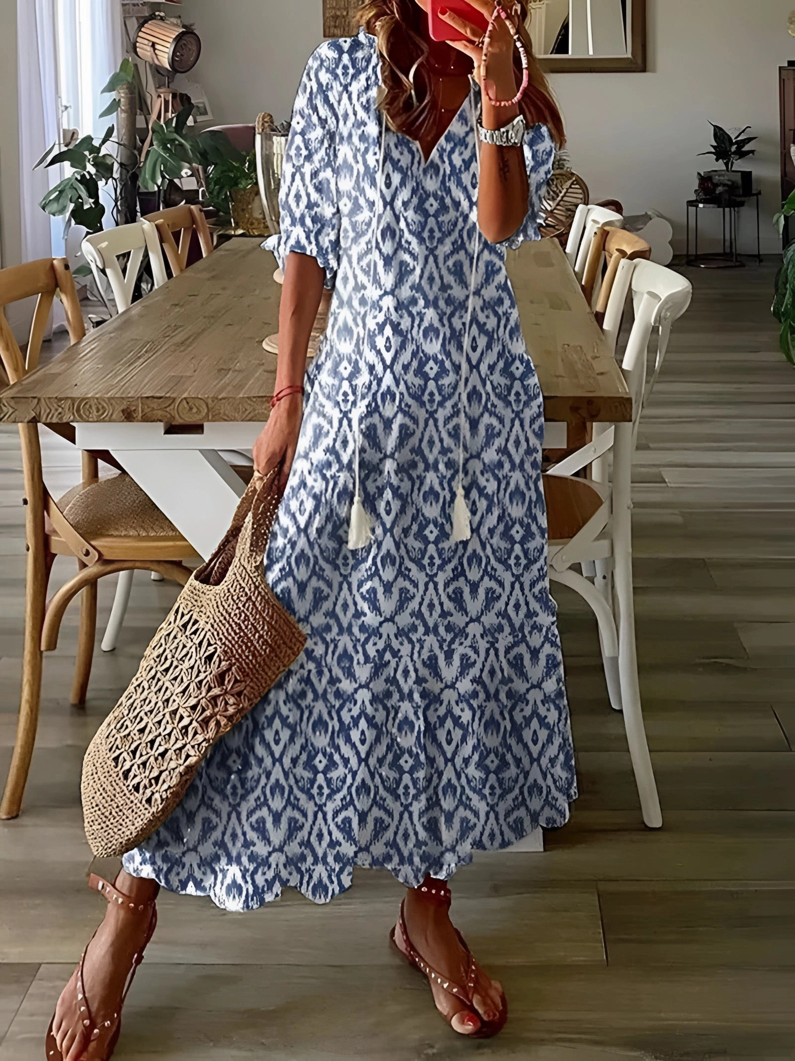 Floral Chiffon Maxi Dress | Lightweight V-Neck Summer Wear