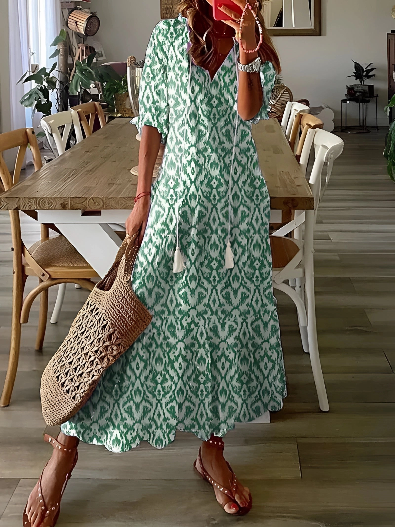 Floral Chiffon Maxi Dress | Lightweight V-Neck Summer Wear