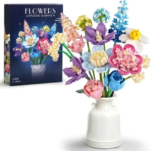 Flower Bouquet Building Block Set for Adults – DIY Artificial Flowers Building Toy for Home Decor Birthdays Christmas New Year Mother’s Day – Creative Present for Women Wife Grils and Lovers