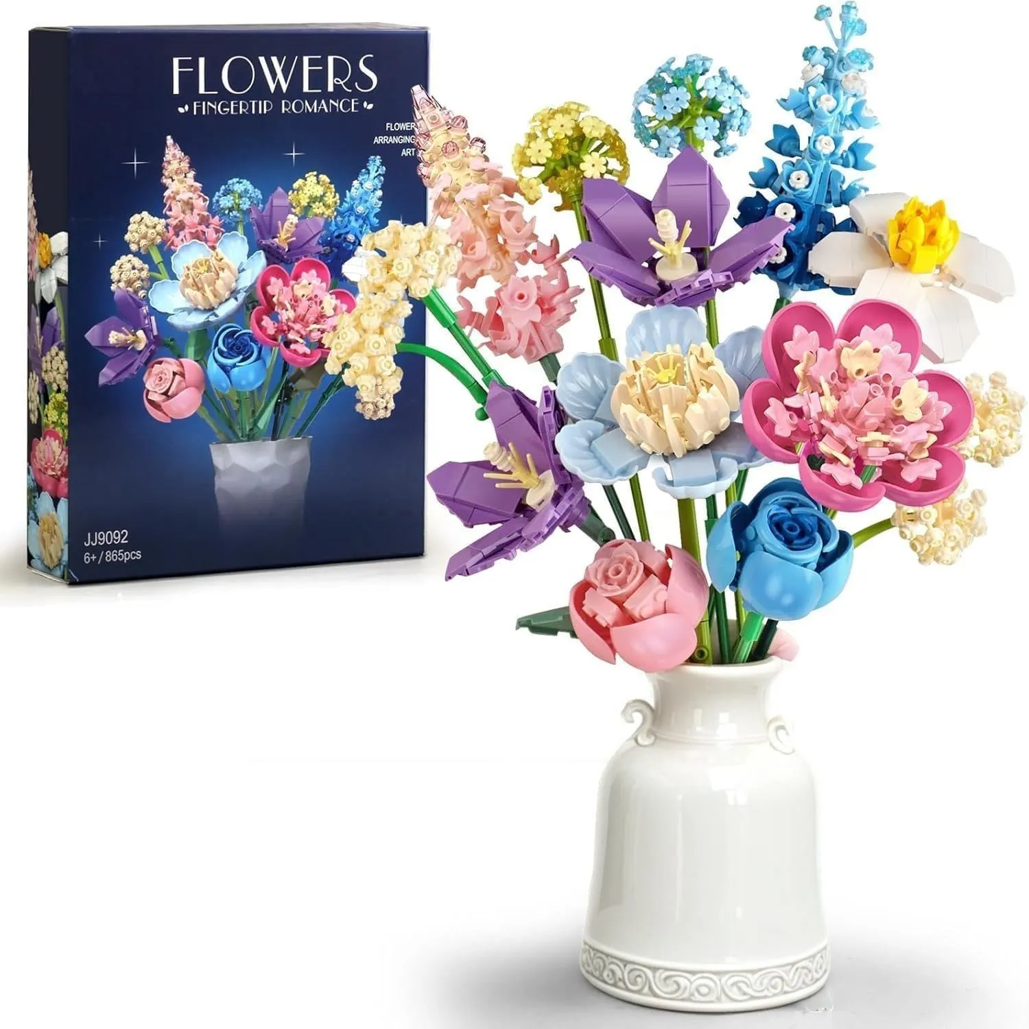 Flower Bouquet Building Block Set for Adults – DIY Artificial Flowers Building Toy for Home Decor Birthdays Christmas New Year Mother’s Day – Creative Present for Women Wife Grils and Lovers