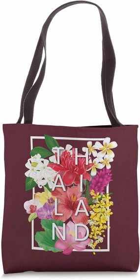 Flowers of Thailand Word Art - Thai Pride Tote Bag