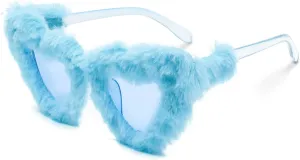 Fluffy Fur-framed Heart Sunglasses for Women Fuzzy Plush Glasses Cute Fashion Party Accessories