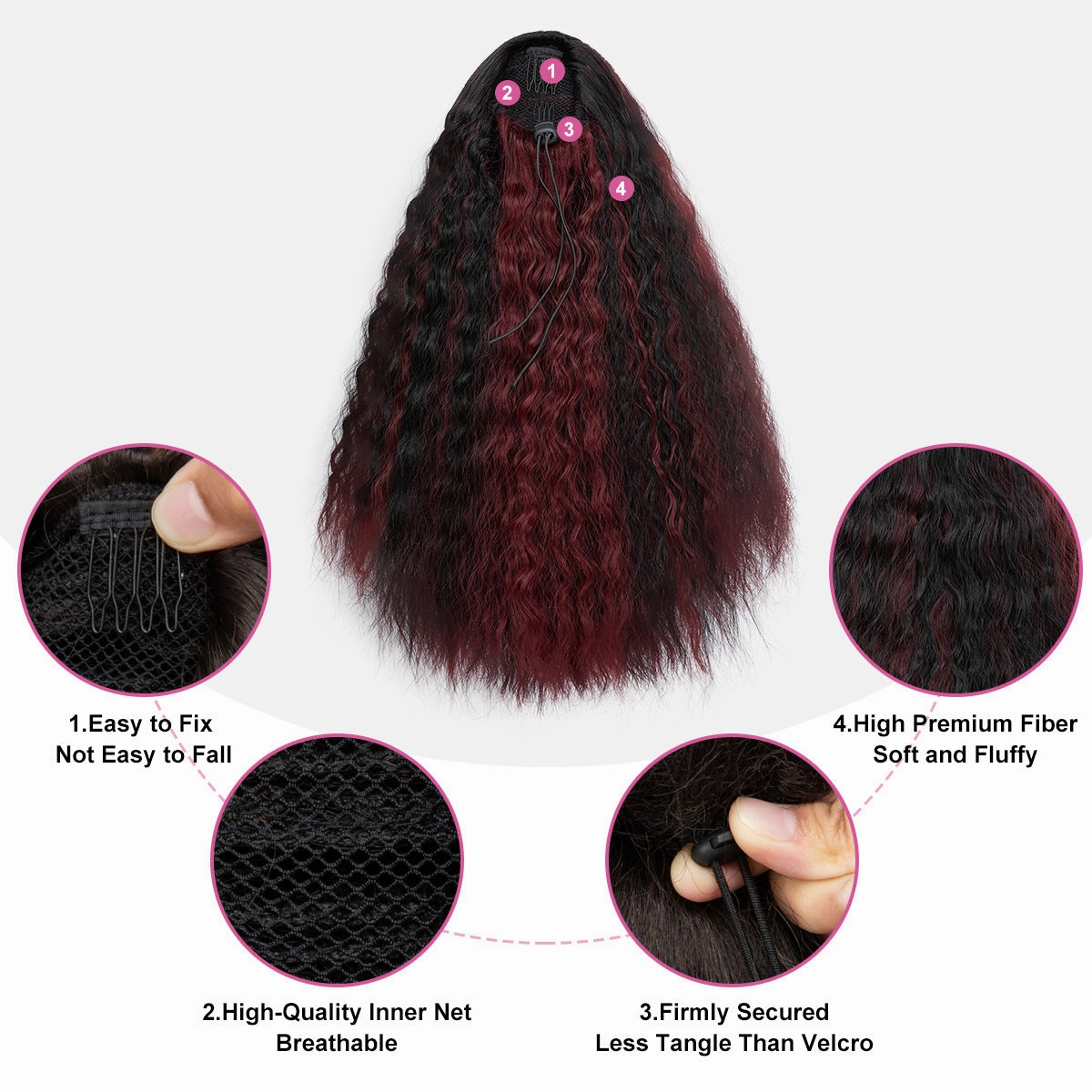 Fluffy Messy Curly Drawstring Long Ponytail Wigs Hair Extensions Wholesale