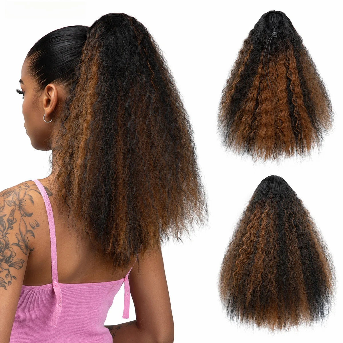 Fluffy Messy Curly Drawstring Long Ponytail Wigs Hair Extensions Wholesale