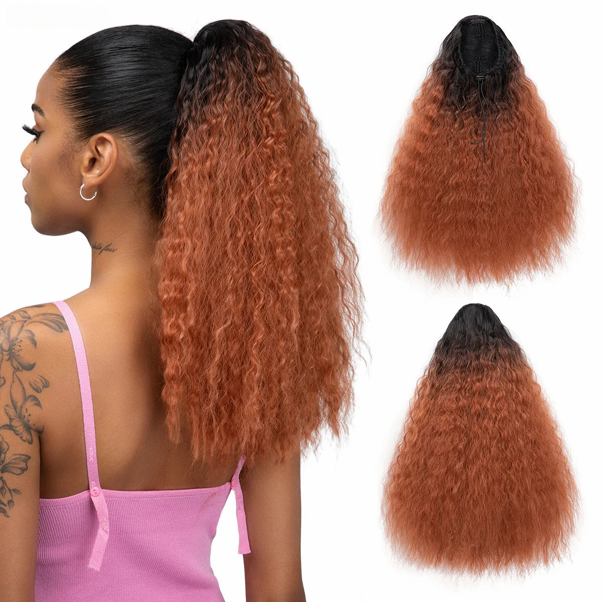 Fluffy Messy Curly Drawstring Long Ponytail Wigs Hair Extensions Wholesale