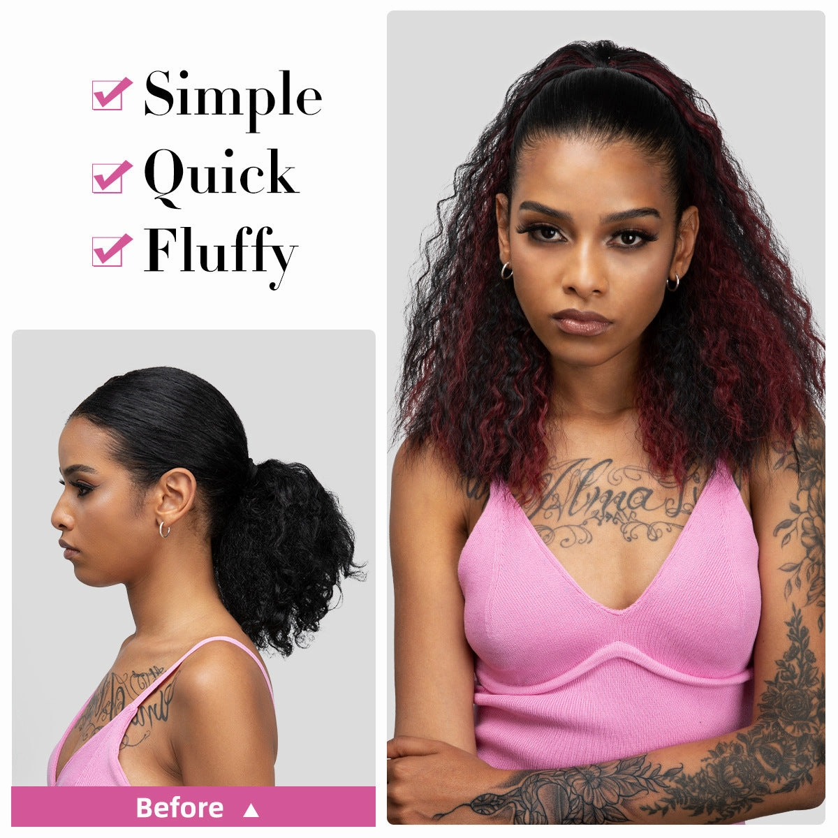 Fluffy Messy Curly Drawstring Long Ponytail Wigs Hair Extensions Wholesale