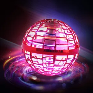 Flying Orb Ball Toy 2024: Cosmic Globe Galaxy Ball with Led Lights, Boomerang Hover Orb, Galactic Flying Spinner, Hand Mini Drone Ball, Cool Kids Toys for Boys Age 6 7 8 9 10 11 12 Girls Gifts, Red