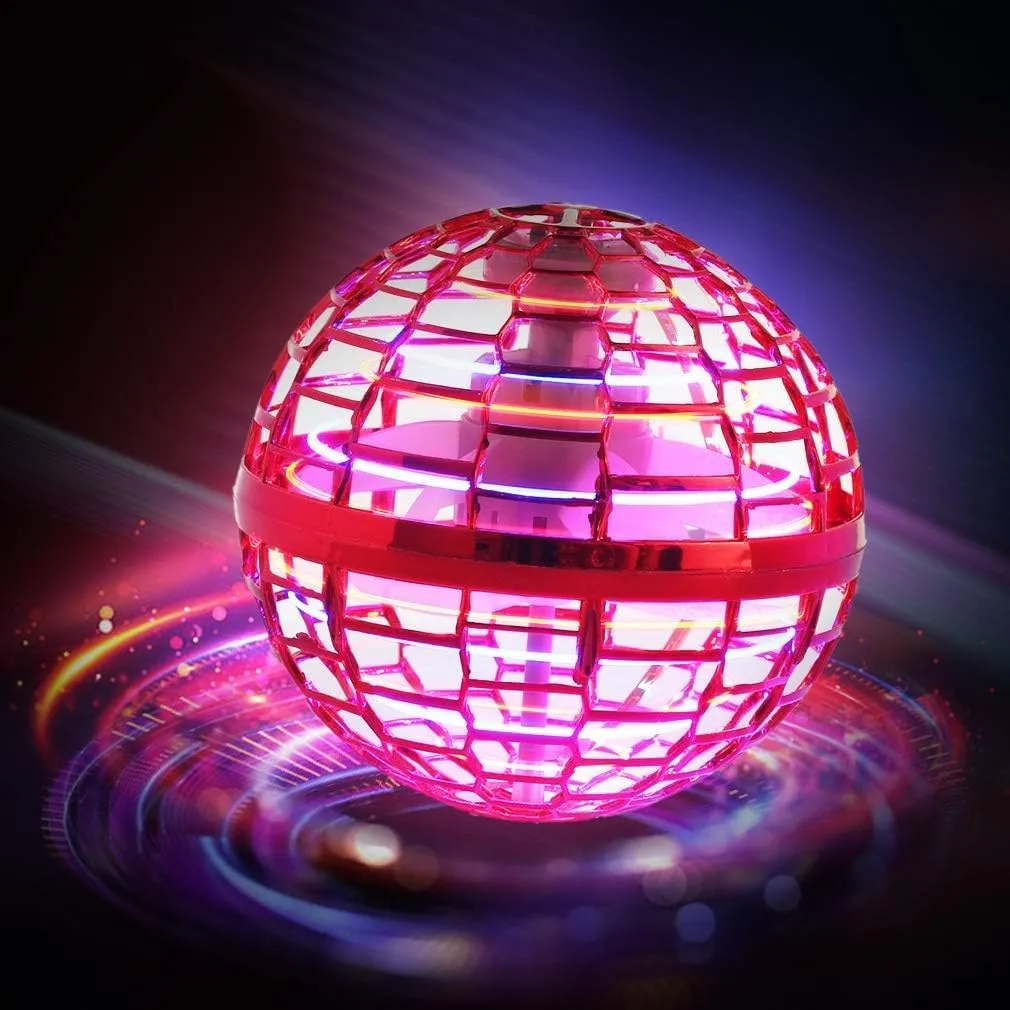 Flying Orb Ball Toy 2024: Cosmic Globe Galaxy Ball with Led Lights, Boomerang Hover Orb, Galactic Flying Spinner, Hand Mini Drone Ball, Cool Kids Toys for Boys Age 6 7 8 9 10 11 12 Girls Gifts, Red