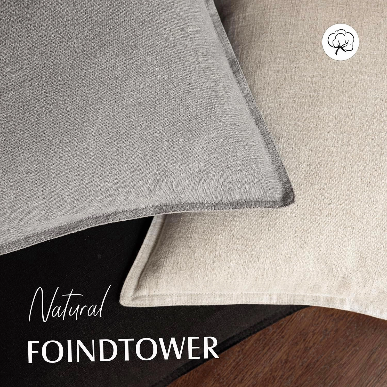 Foindtower Pack of 2, Decorative Linen Soild Throw Pillow Covers Soft Accent Cushion Case Boho Farmhouse Neutral Pillowcase for Chair Couch Sofa Bedroom Living Room Home Decor 20 x 20 Inch Black